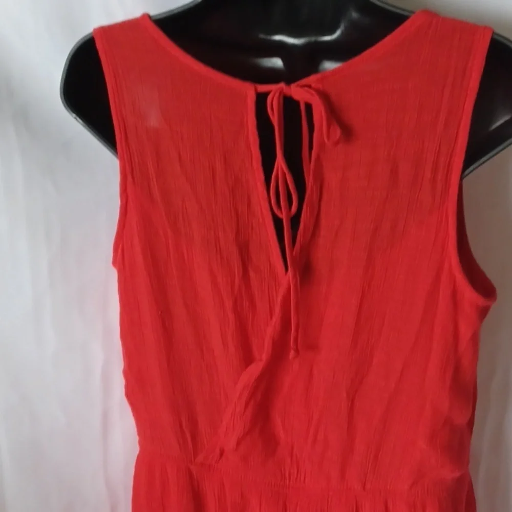 Red maxi beaded dress with sequins, and light weight gauze material,